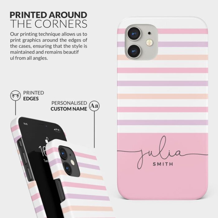 Striped Pastel Stripes Colourful Lines Custom Phone Case - Image 2